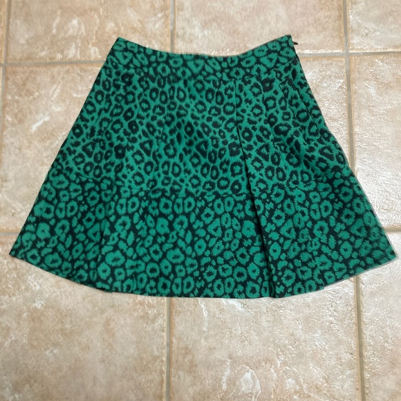 Banana Republic Green/Black Leopard Skirt Sz 2 - Picture 1 of 4